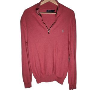 Polo Ralph Lauren Knitted Quarter Zip Pullover Sweatshirt Size XL Dark Pink